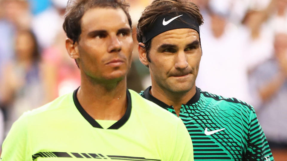 Rafael Nadal and Roger Federer, pictured here at the Miami Open in 2017.