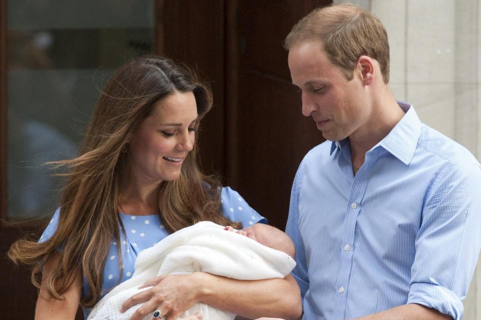 The Duke and Duchess of Cambridge leaving the Lindo Wing of St Mary's Hospital in London, with their newborn son Prince George of Cambridge on July 23rd, 2013 (Jeremy Selwyn)