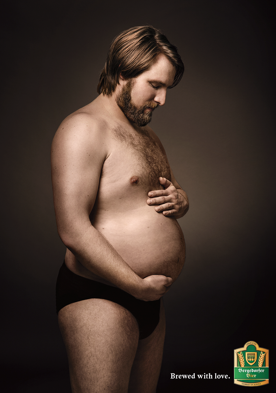 German beer ads compare beer bellies to baby bumps