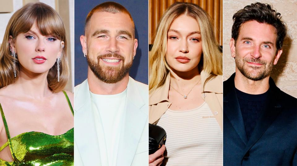 <h1 class="title">April 24, 2024: Travis Kelce's mom reveals her son, Taylor Swift, Gigi Hadid, and Bradley Cooper went on a couples vacation together</h1><cite class="credit">Composite: Getty Images (Edited)</cite>