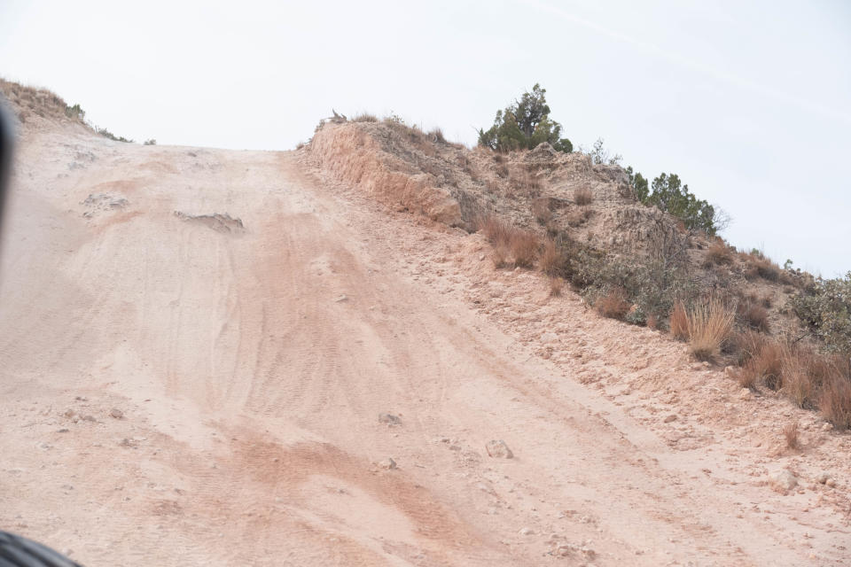 The view from a jeep climbing a steep incline of the Palo Duro Canyon Oct. 21 at MERUS Adventure Park near Claude.