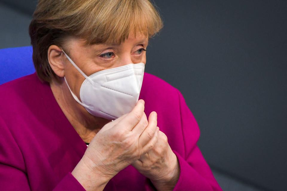 German chancellor Angela Merkel was forced into a sharp U-turn over her decision to announce a five-day lockdown over the Easter period. Photo: Stefanie Loos/AFP via Getty