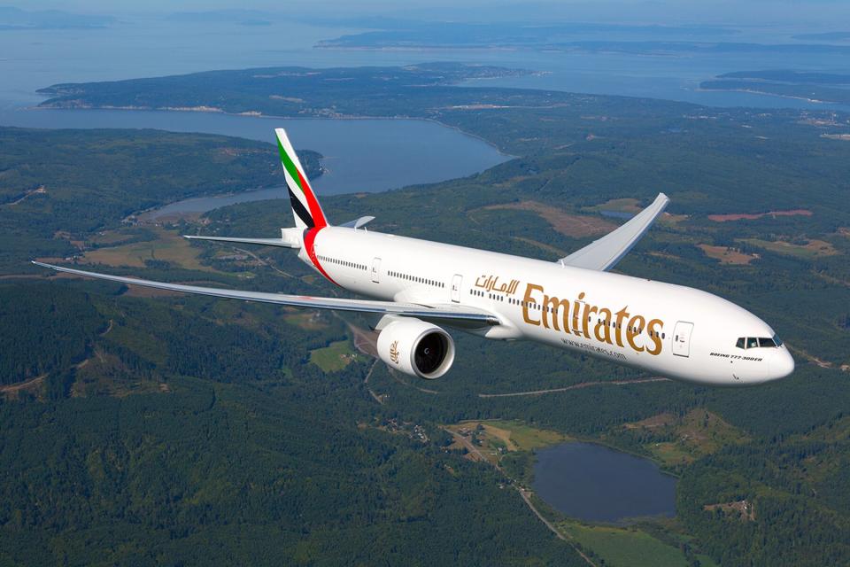 Aerial view of Emirates plane