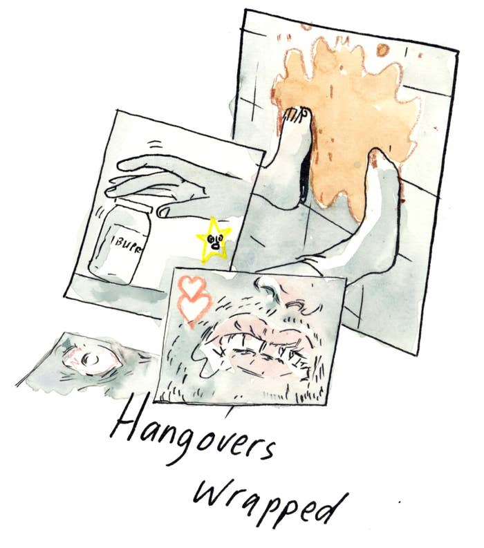 an image that reads "Hangovers wrapped"