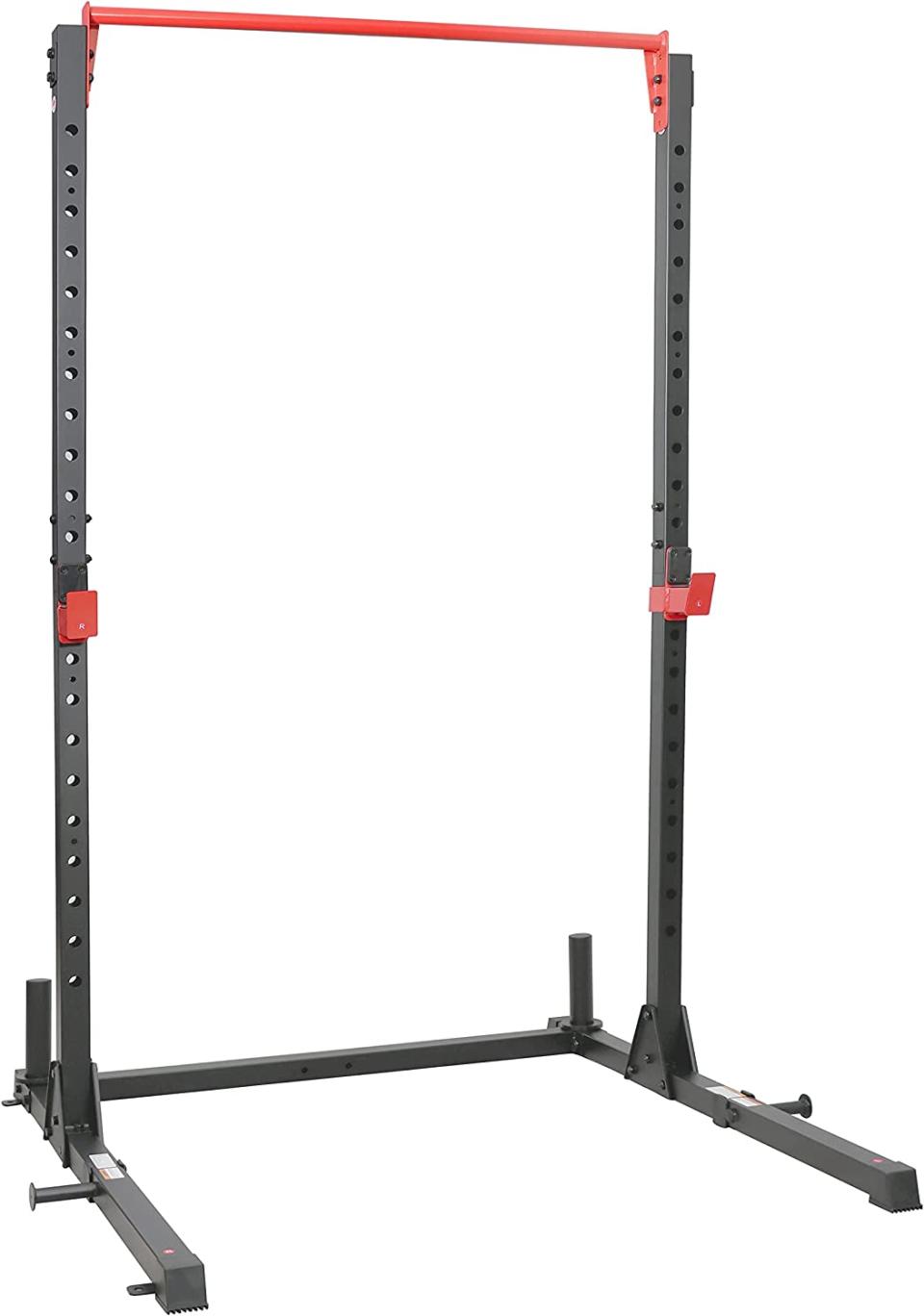 Sunny Health & Fitness Essential Adjustable Power Rack Squat Stand. Image via Amazon.