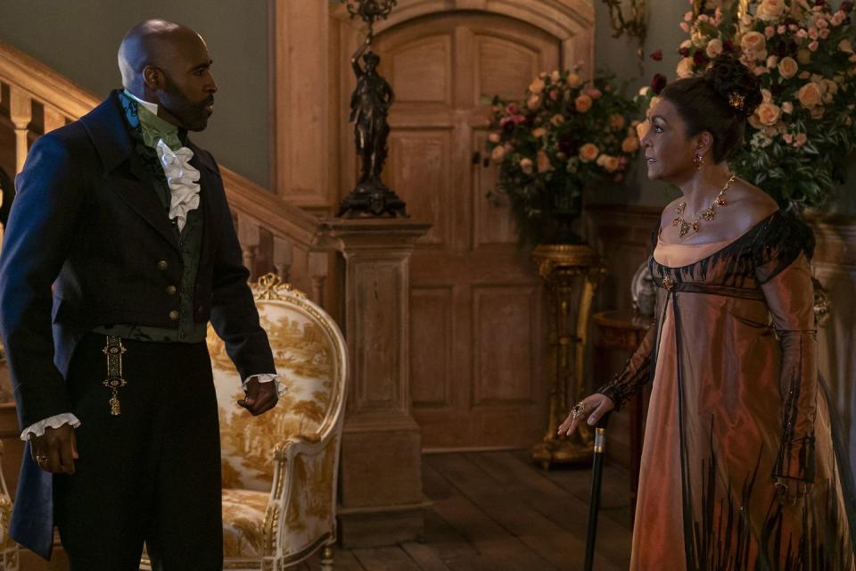 bridgerton l to r daniel francis as lord anderson, adjoa andoh as lady agatha danbury in episode 306 of bridgerton cr liam danielnetflix 202