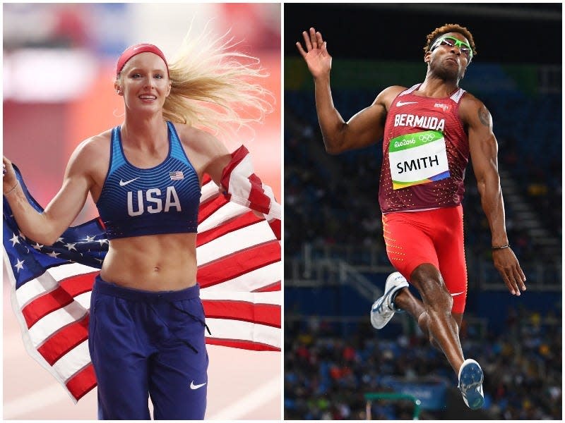 Side by side images of Olympians Sandi Morris and Tyrone Smith