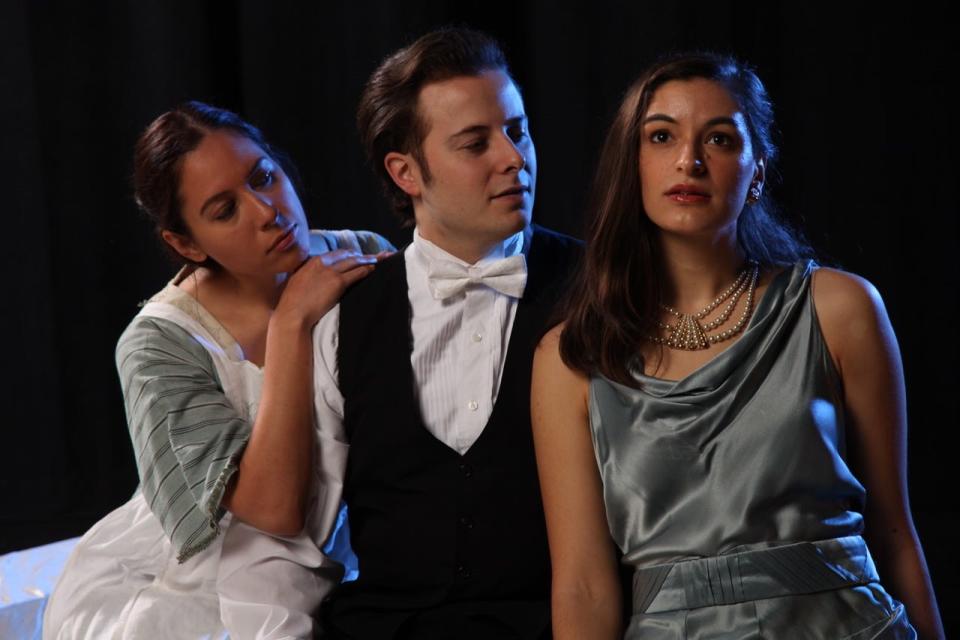 Elle Miller, right, plays the title character in August Strindberg’s “Miss Julie,” with, from left, Catherine Luciani and John Leggett as servants.