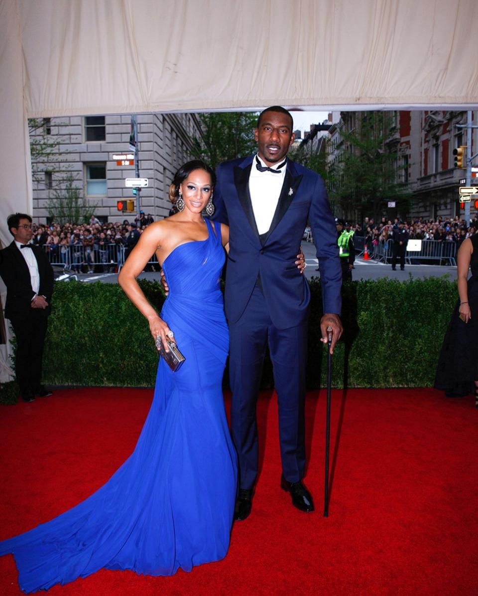 <h1 class="title">Alexis Welch in Vera Wang and Amar'e Stoudemire</h1><cite class="credit">Photo: Courtesy of Billy Farrell Agency</cite>