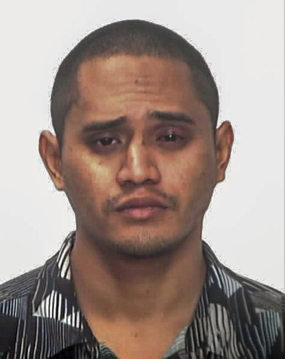 This undated booking photo provided by Hawaii Department of Public Safety shows Alins Sumang. Sumang, a suspected drunken driver police say plowed into a crowded Honolulu intersection and killed three people, has been charged with manslaughter. Sumang didn't speak during a brief court appearance Thursday, Jan. 31, 2019. He's being held on $1 million bail. (Hawaii Department of Public Safety via AP)