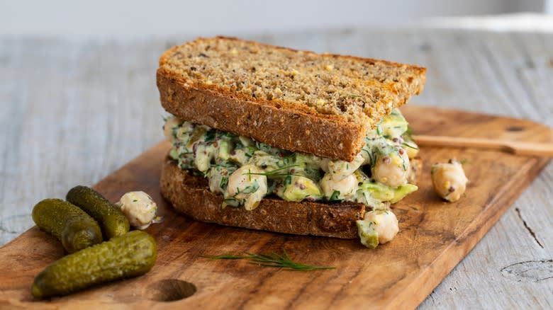 Chickpea sandwich with pickles