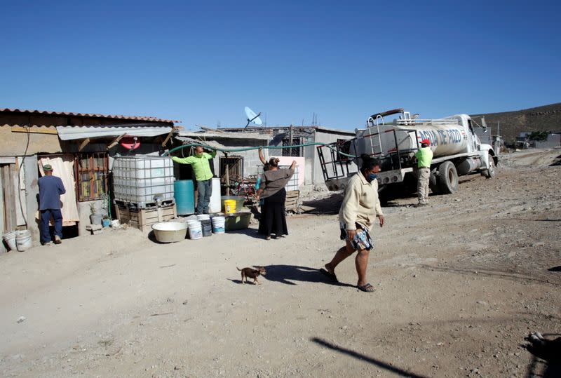 A general view shows the home of Honduran migrant Glenda Troches, which she adapted as a migrant shelter during the outbreak of the coronavirus desease COVID-19 in Saltillo