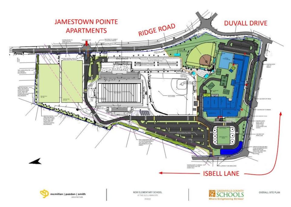 Site plan for new elementary school at J.L. Mann site.