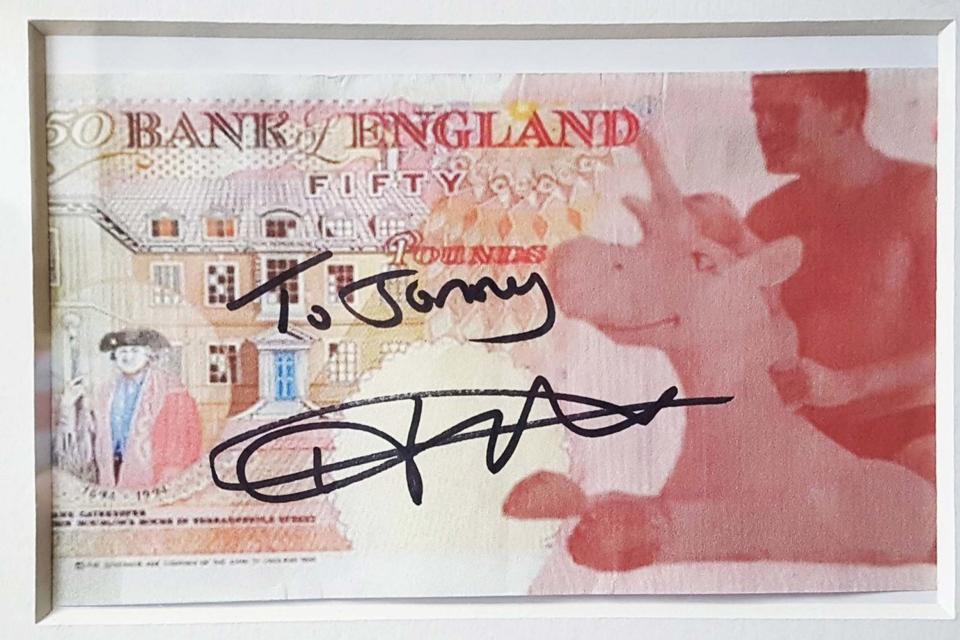 The mocked up Harry Maguire £50 note signed by Harry (PA)