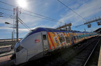 A train leaves the French state-owned railway company SNCF station in Marseille, France, March 14, 2018. REUTERS/Jean-Paul Pelissier