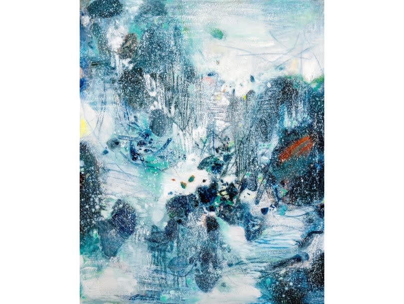 ▲朱德群《冬之組合》油彩畫布，81 × 65 cm，1985年作，估價900萬至1500萬港幣。（圖/中國嘉德(香港)提供）