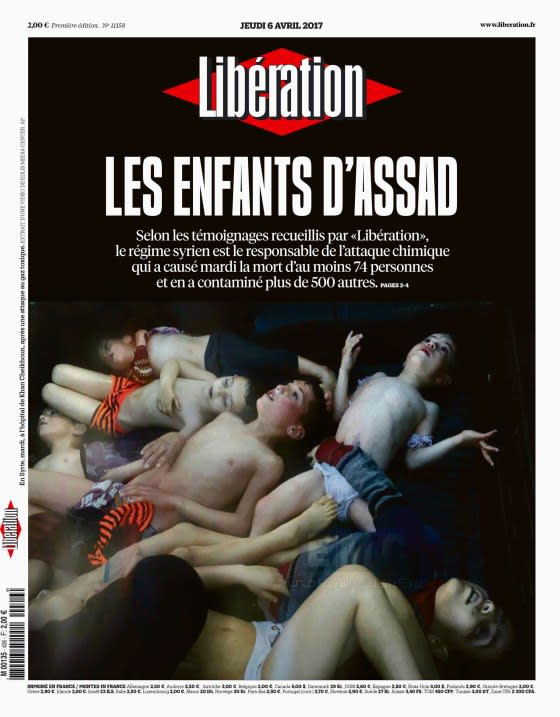 LibérationThe March 6 front page of Libération, a French newspaper. Its top headline reads: 'Assad's Children.'