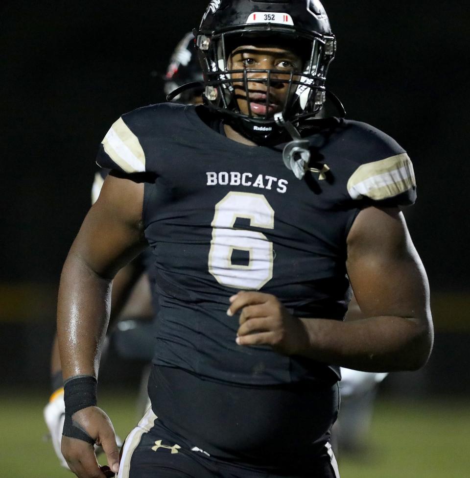 Buchholz Bobcats Gavin hill (6) runs off the field against the Columbia Tigers during the opening football game of the season at Citizens Field in Gainesville FL. August 25, 2022.