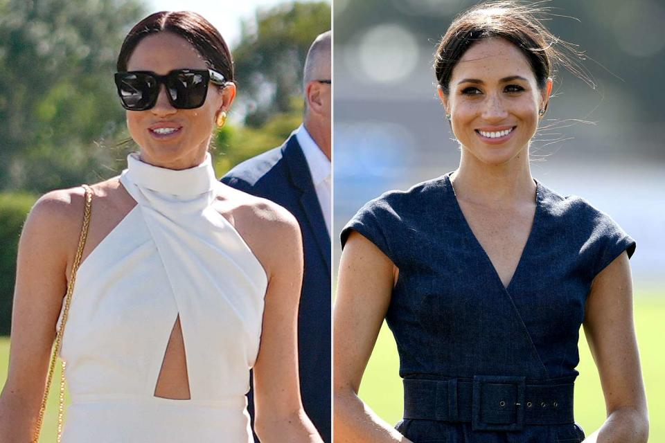 <p>Rebecca Blackwell/AP; Anwar Hussein/WireImage</p> Meghan Markle at the Royal Salute Polo Challenge in Florida on April 12, 2024; Meghan Markle at the Sentebale ISPS Handa Polo Cup at the Royal County of Berkshire Polo Club on July 26, 2018.