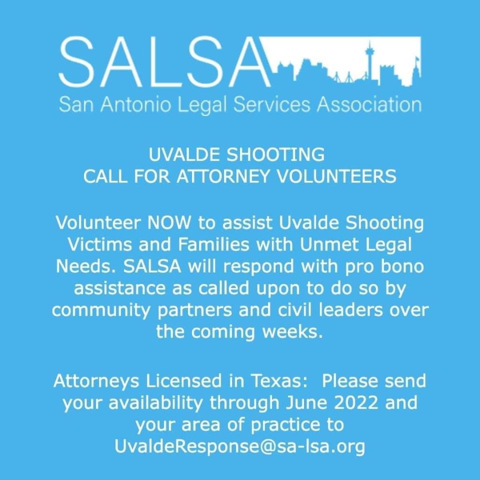 San Antonio Legal Services Association is calling for attorney volunteers.