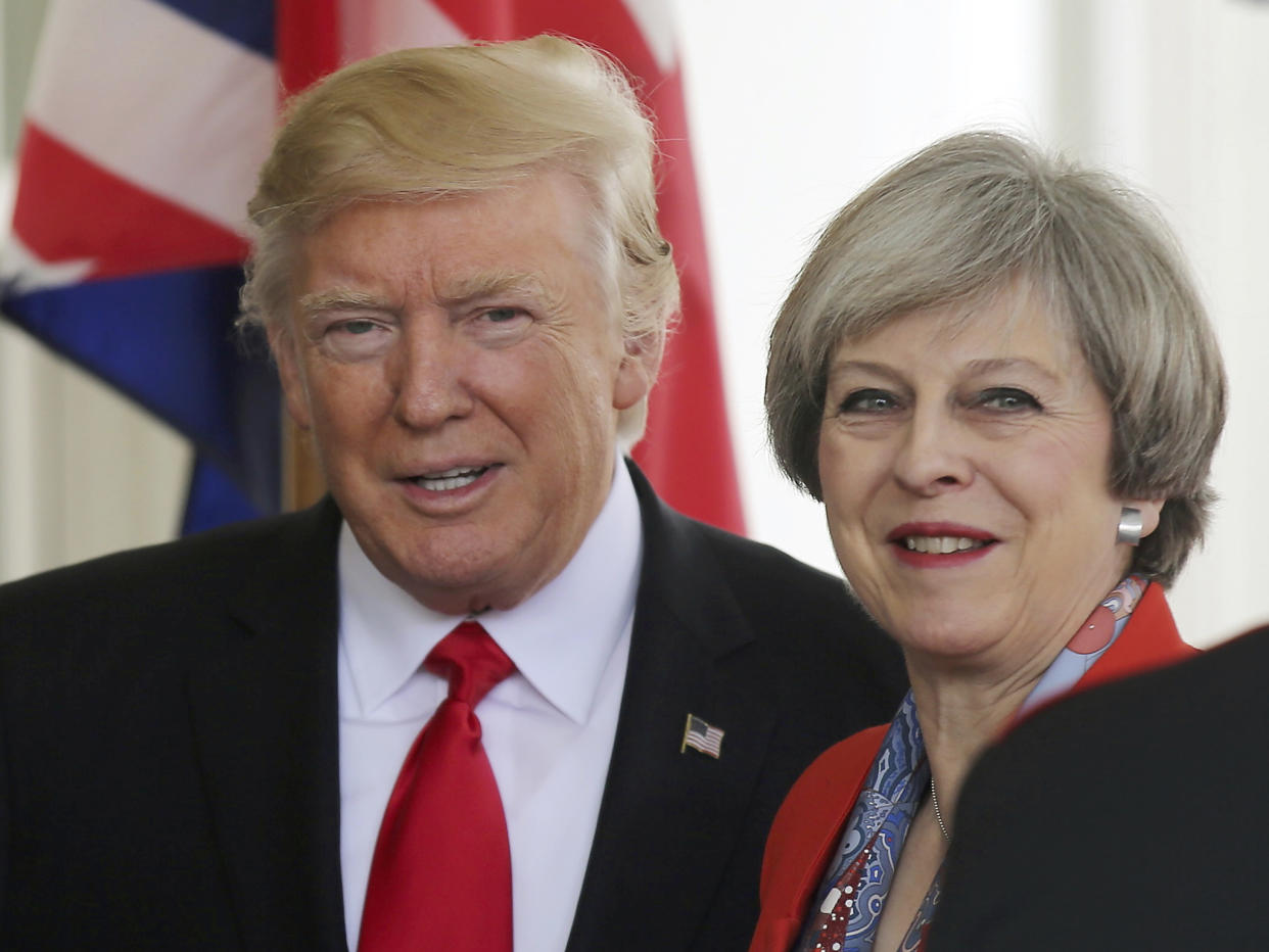 US President Donald Trump greets British Prime MinisterTheresa May as she arrives at the White House in Washington DC: Reuters