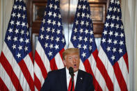 President Donald Trump speaks during an event to present the Presidential Medal of Freedom to Jim Ryun, in the Blue Room of the White House, Friday, July 24, 2020, in Washington. (AP Photo/Alex Brandon)