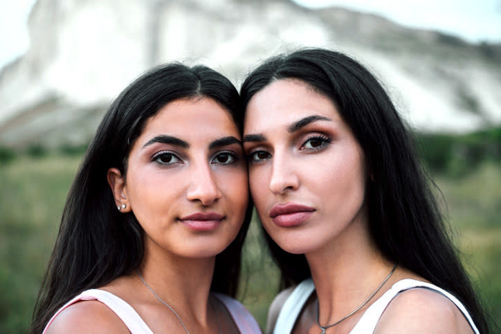 closeup of two sisters