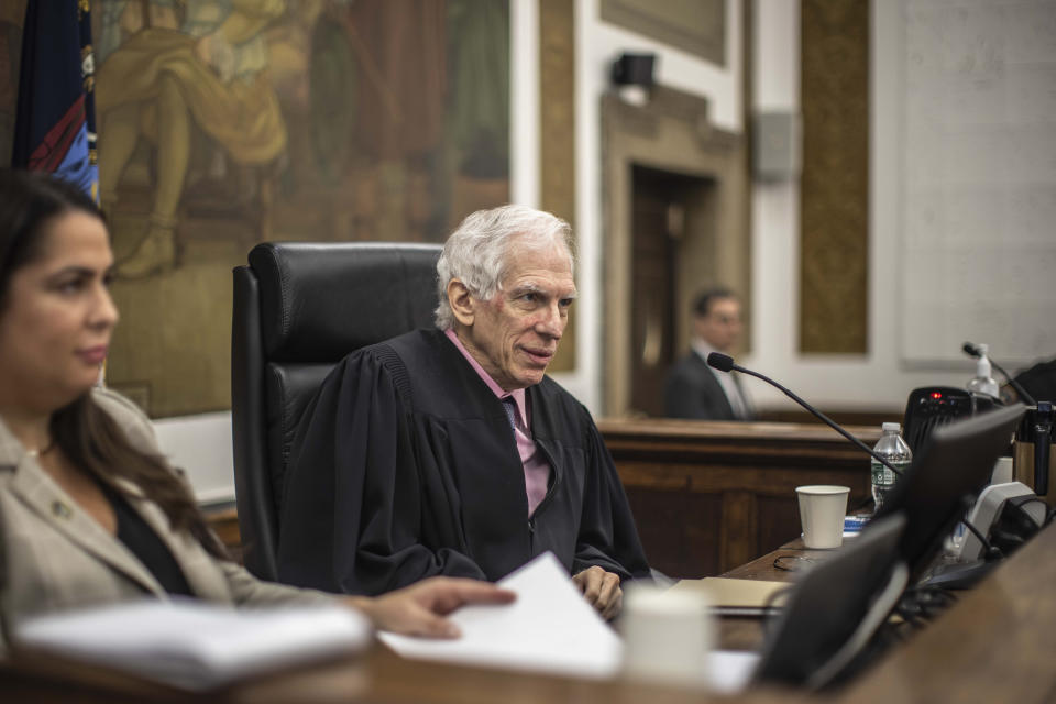 Judge Arthur Engoron presides over former President Donald Trump's fraud trial in New York Supreme Court on Tuesday, Oct. 3, 2023, in New York. (Dave Sanders/Pool Photo via AP)