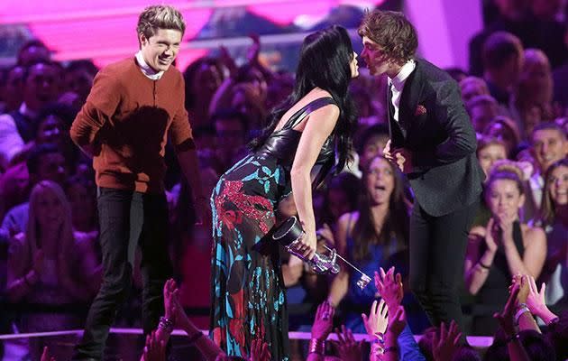 The pair enjoyed an onstage peck at 2012's MTV VMAs. Source: Getty