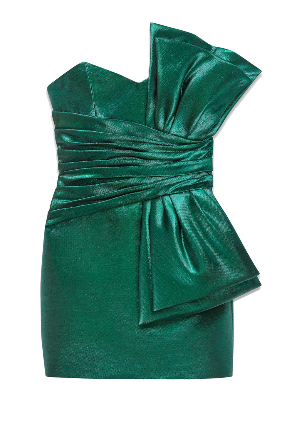 <p>Saint Laurent Bow Mini Dress, $4,990; <a rel="nofollow noopener" href="http://www.ysl.com/us/shop-product/women/ready-to-wear-dresses-bow-mini-dress-in-emerald-green-satin-cotton-and-acrylic-polyamide_cod34656117jq.html#section=women_rtw_dressesskirts" target="_blank" data-ylk="slk:ysl.com;elm:context_link;itc:0;sec:content-canvas" class="link ">ysl.com</a></p>