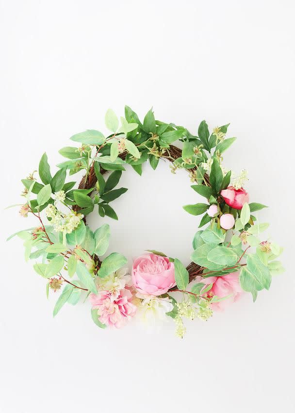Faux Flowers Pink Peony and Dahlia Twig Wreath - 26"