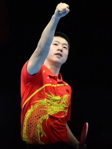 China's Ma Long reacts during the men's team table tennis semifinal China vs Germany of the London 2012 Olympic Games in London. Olympic champion Zhang Jike suffered a shock defeat as China survived a couple of unexpected wobbles before beating Germany 3-1 to reach the final of the men's team event on Monday