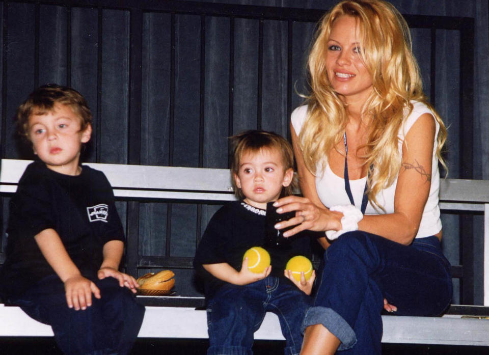 Brandon Lee, Pamela Anderson, Dylan Lee (Jeff Kravitz / FilmMagic)