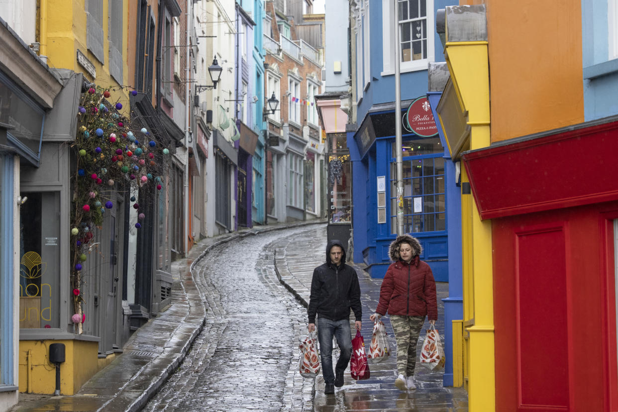 Closed shops on the Old High Street in Folkestone, United Kingdom. Photo: Dan Kitwood/Getty