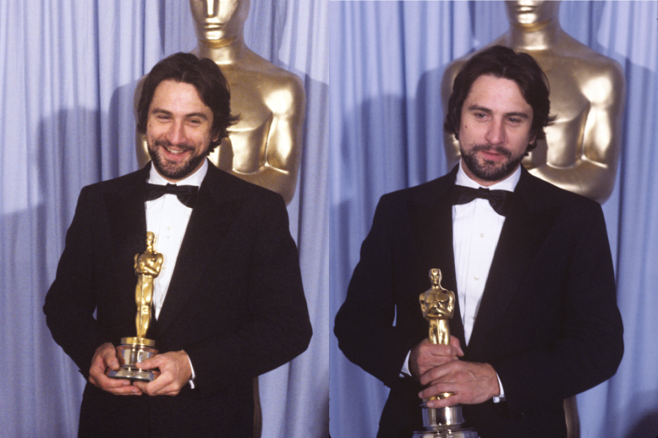 THE 53RD ANNUAL ACADEMY AWARDS - Backstage Coverage - Airdate: March 31, 1981. (Photo by ABC Photo Archives/Disney General Entertainment Content via Getty Images) ROBERT DE NIRO WITH BEST ACTOR OSCAR FOR 'RAGING BULL'