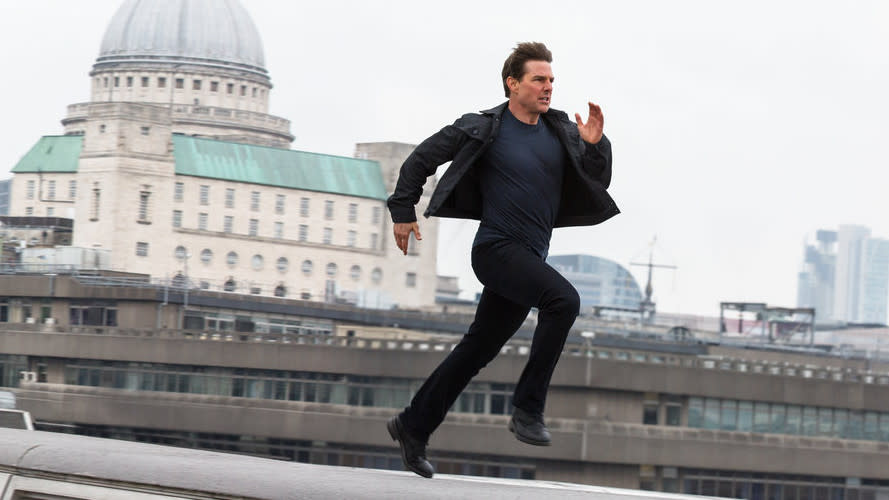 Tom Cruise legs it over the rooftops of London in 'Mission: Impossible — Fallout'. (Credit: Paramount)