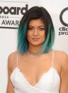 <p>Ahhh the infamous turquoise hair that Kim was furious Kylie had at her wedding... love her for that.</p><p>Let's be honest, Kylie made us all want turquoise hair.</p>