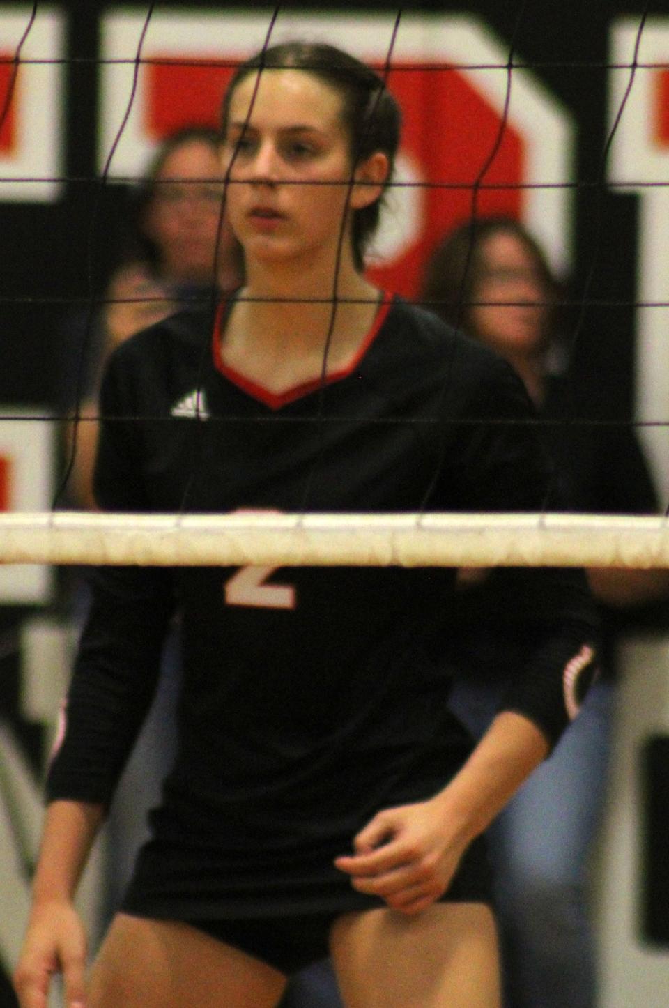 Middleburg's Connor Rahn (2) prepares to receive a serve  during an FHSAA Region 1-5A volleyball quarterfinal against Vanguard on October 26, 2022. [Clayton Freeman/Florida Times-Union]