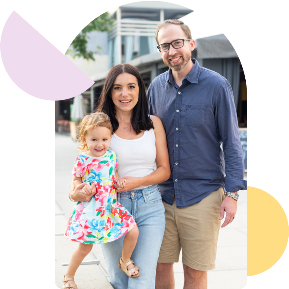 Young family taking a casual portrait