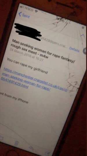 A screenshot of one of the messages the boyfriend allegedly sent. Source: Twitter