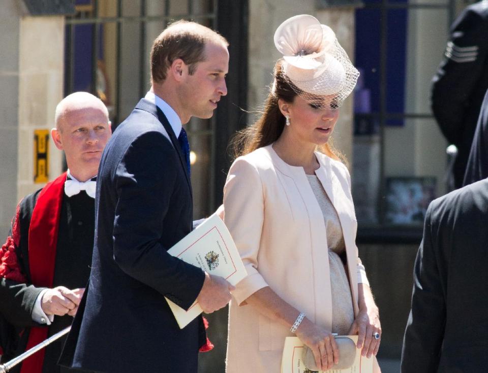 FILE - In this June 4, 2013 file photo, Prince William and Kate, The Duchess of Cambridge, attend at a celebratory service for the 60th anniversary of the Queen's Coronation at Westminster Abby in London. While mega-fanfare awaits the gender reveal of the latest British royal, parents-to-be weigh in on finding out the gender of their own little bundle ahead of time. (Photo by Ki Price/Invision/AP, File)