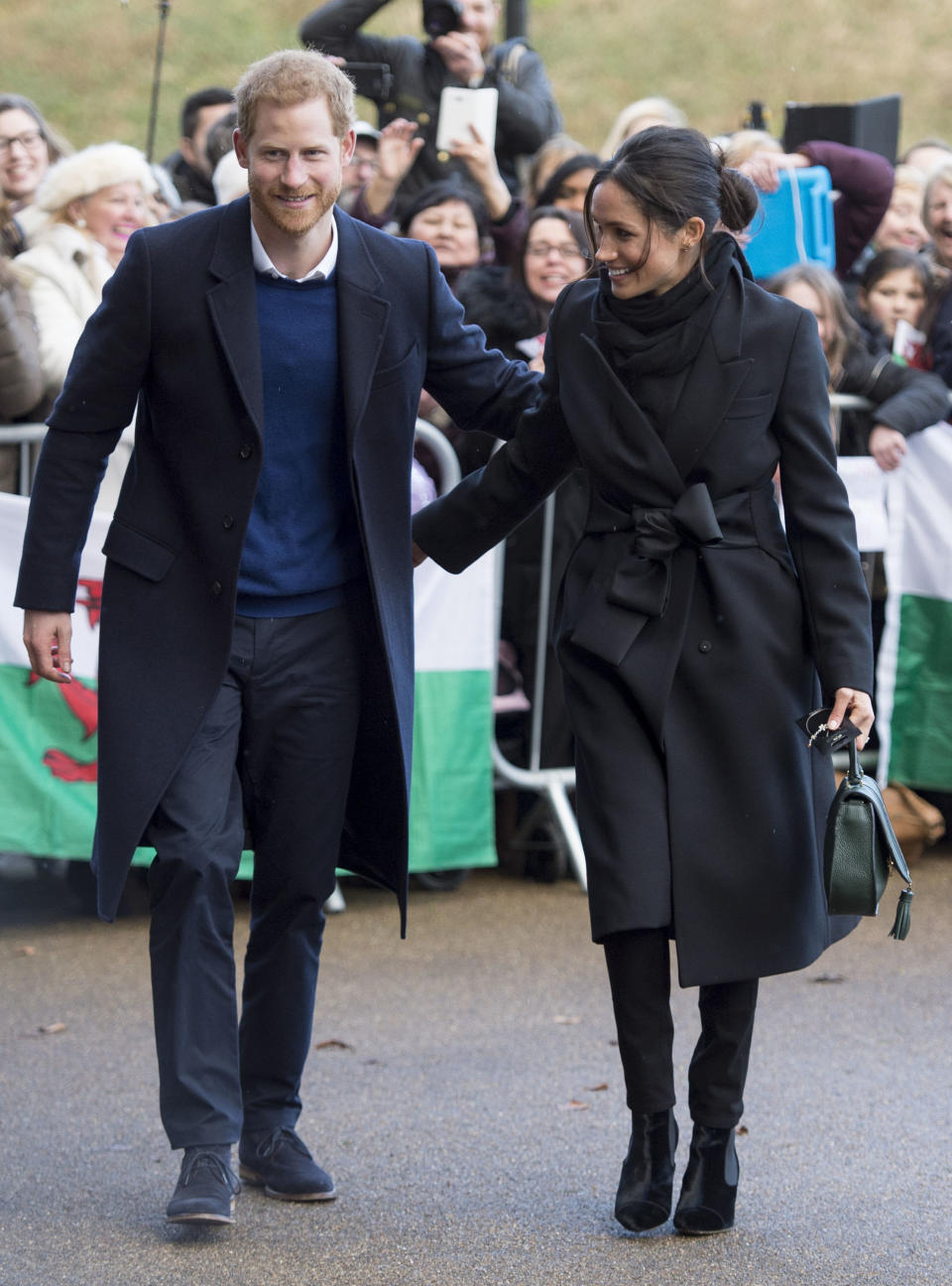 Prince Harry and Meghan Markle arrive at Cardiff Castle on Jan. 18, 2018. (Photo: Mark Cuthbert via Getty Images)