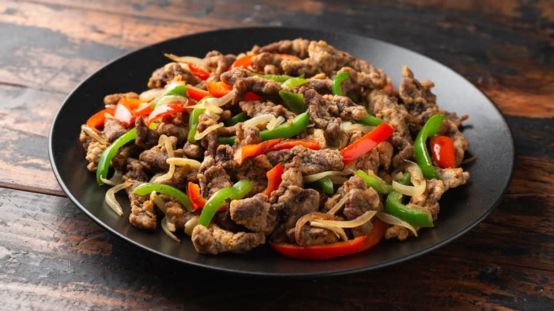 steak and bell peppers