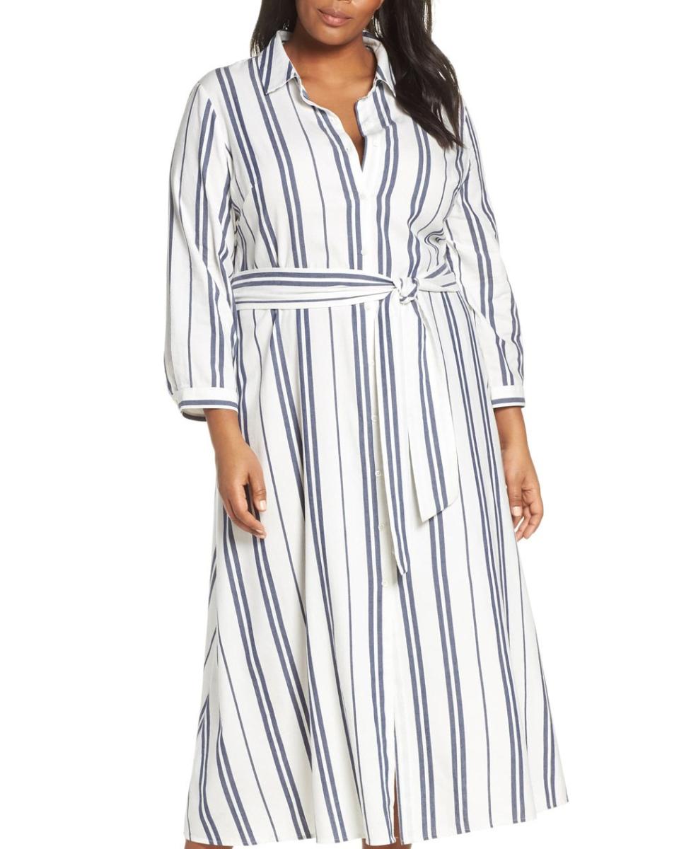 Vince Camuto Valiant Stripe Midi Shirtdress