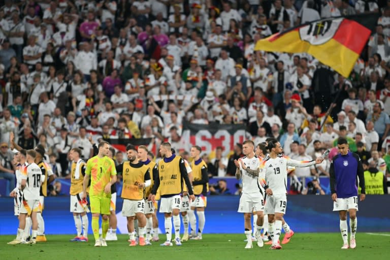 Los jugadores de Alemania celebran el triunfo 5-1 ante Escocia en el arranque de la Eurocopa, el viernes 14 de junio en Múnich (MIGUEL MEDINA)