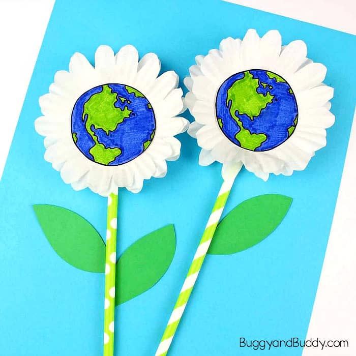 earth day crafts cupcake liner daisy