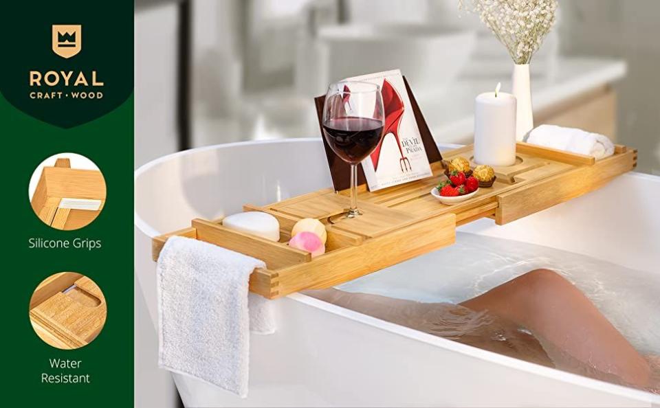 Keep your bath supplies in a single caddy.