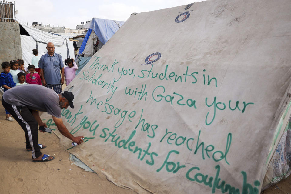 Rafah US protest message (AFP - Getty Images)