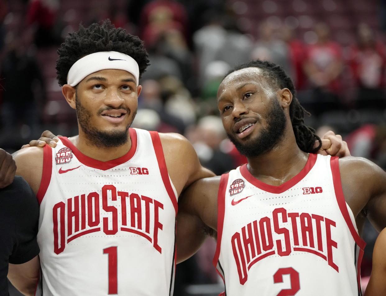 Bruce Thornton (2) announced he will return to Ohio State next season, but Roddy Gayle Jr. (1) said he will enter the transfer portal.
