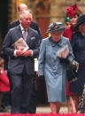 Queen Elizabeth II and the Prince of Wales leaving after the Commonwealth Service at Westminster Abbey, London on Commonwealth Day. The service is the Duke and Duchess of Sussex's final official engagement before they quit royal life. (Photo by Yui Mok/PA Images via Getty Images)